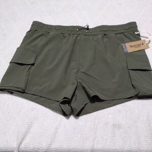 NWT Bearpaw Olive Night Rip Stop Pull On Hiking Shorts Womens Size XL Packable
